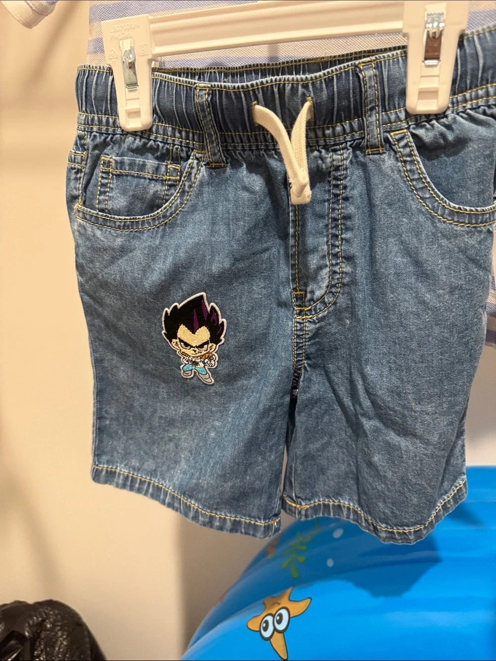 GAP Light Blue & White Striped Polo with Cartoon Appliqué